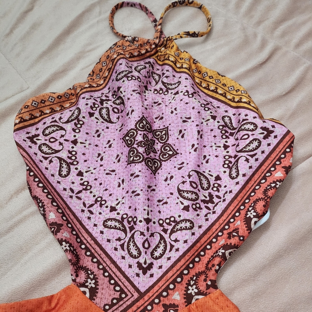 SOLD Farm Rio Halter Cutout Swimsuit - Picture 8 of 13